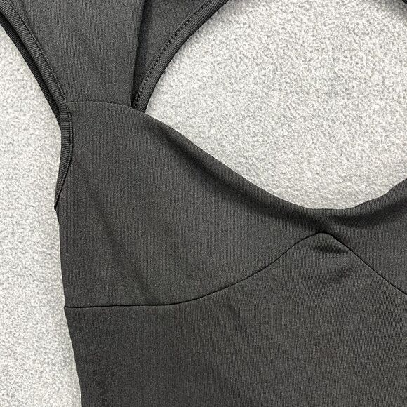 Commense Top Womens Medium Black Cutout cap Sleeve stretch semi sheer - Picture 7 of 16